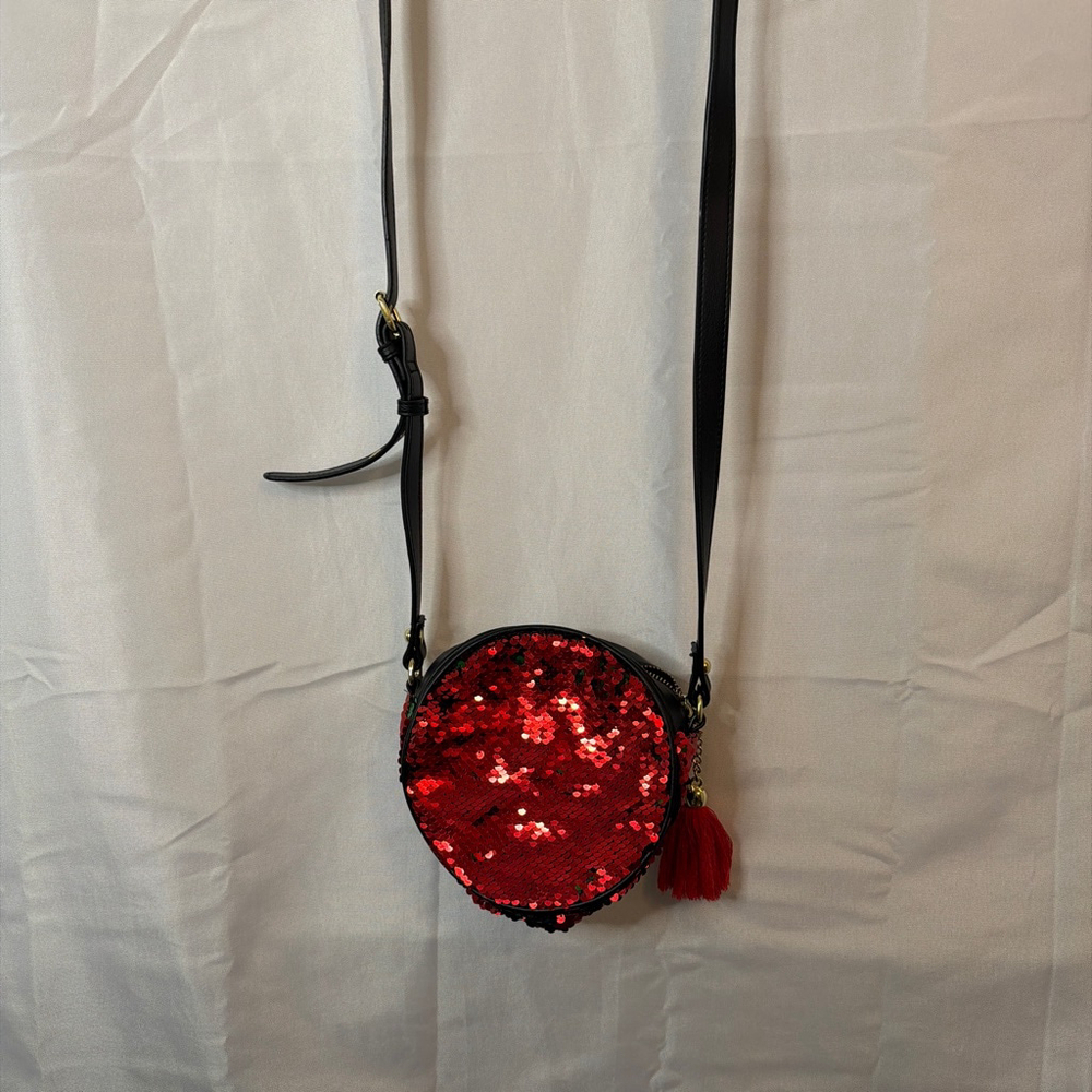 Mad Love Red Green Sequin Crossbody Bag Purse Christmas Holiday - Picture 2 of 5